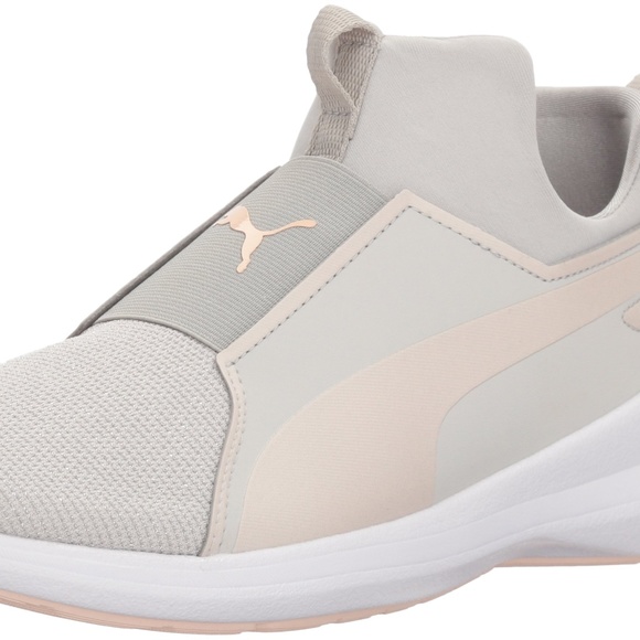 BRAND NEW girl puma rebel mid gleam gray pearl shoes size 5.5Y & 7Y - Picture 1 of 5